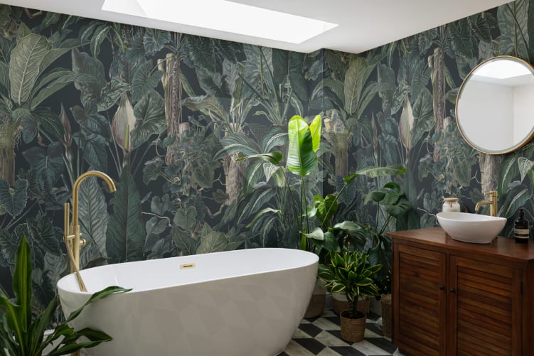tropical wallpaper for bathrooms