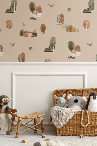 Carta da parati fotomurale acquerello animali foresta bosco arte natura 358 - cameretta bambini ragazzi bambina - tnt 240 x 240 cm Smart | Leroy Merlin