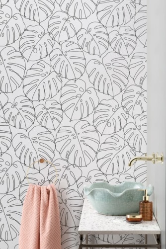 white and black leaf wallpaper