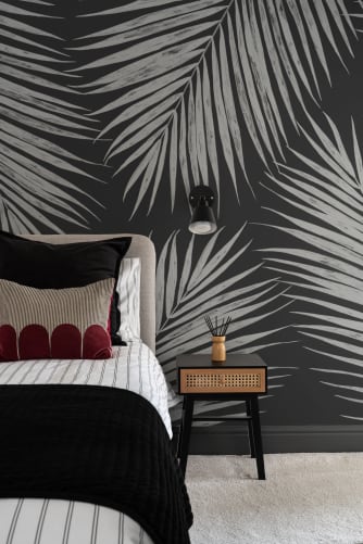 white and black leaf wallpaper