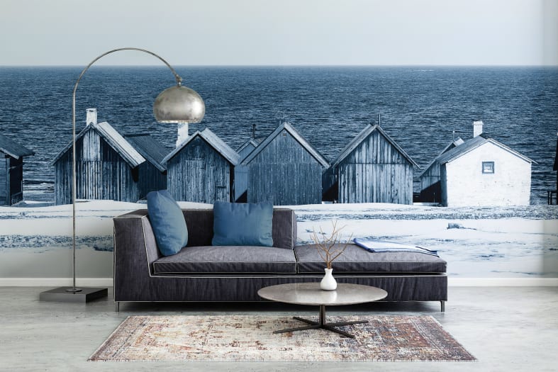 boathouse wallpaper in living room