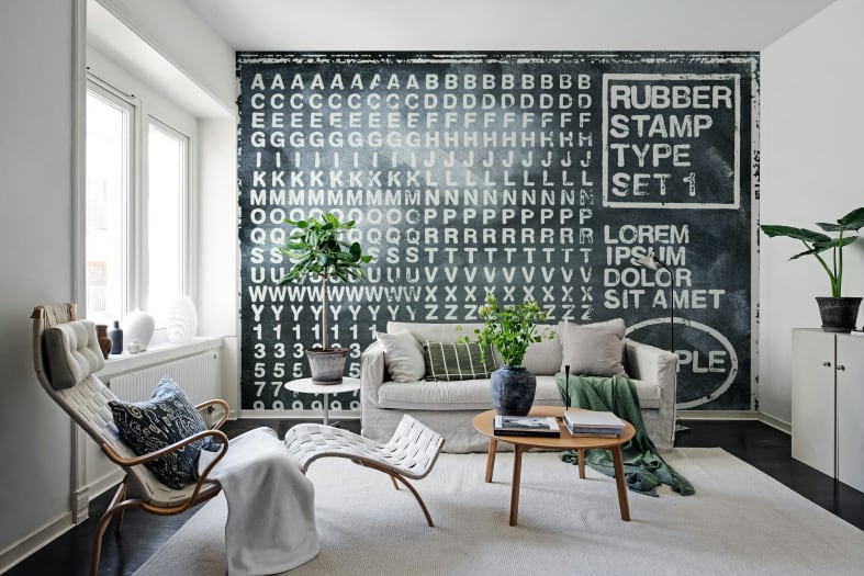 Rubber Stamp, Black - Wallpaper | Rebel Walls