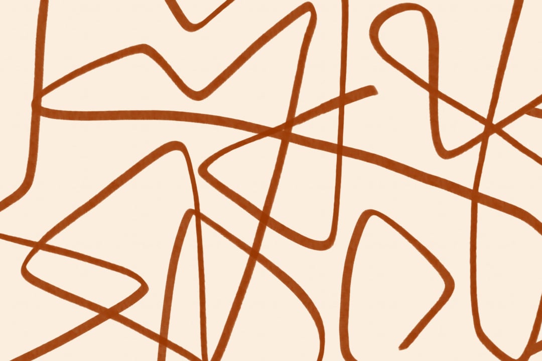 Terracotta & Beige Wavy Line Abstract Wallpaper Mural