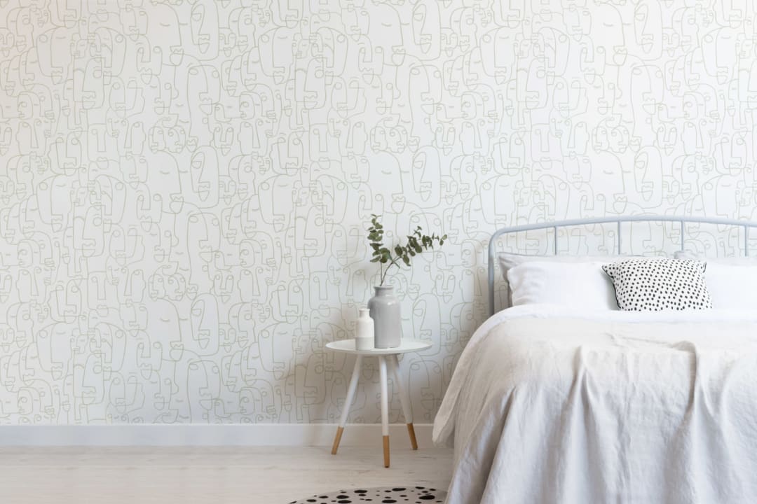Sage Linie Desen Față Wallpaper Mural