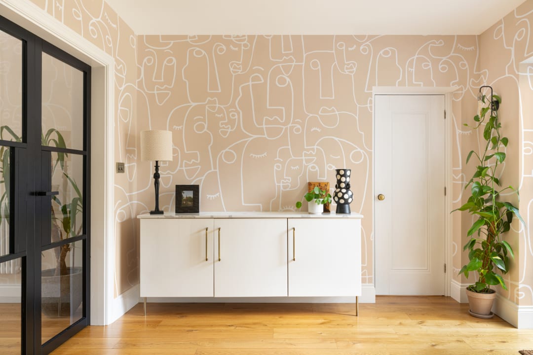 Large Nude Face Line Drawing Wallpaper Mural
