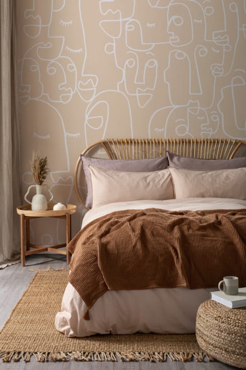 Large Nude Face Line Drawing Wallpaper Mural