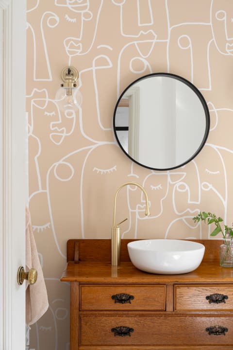 Large Nude Face Line Drawing Wallpaper Mural