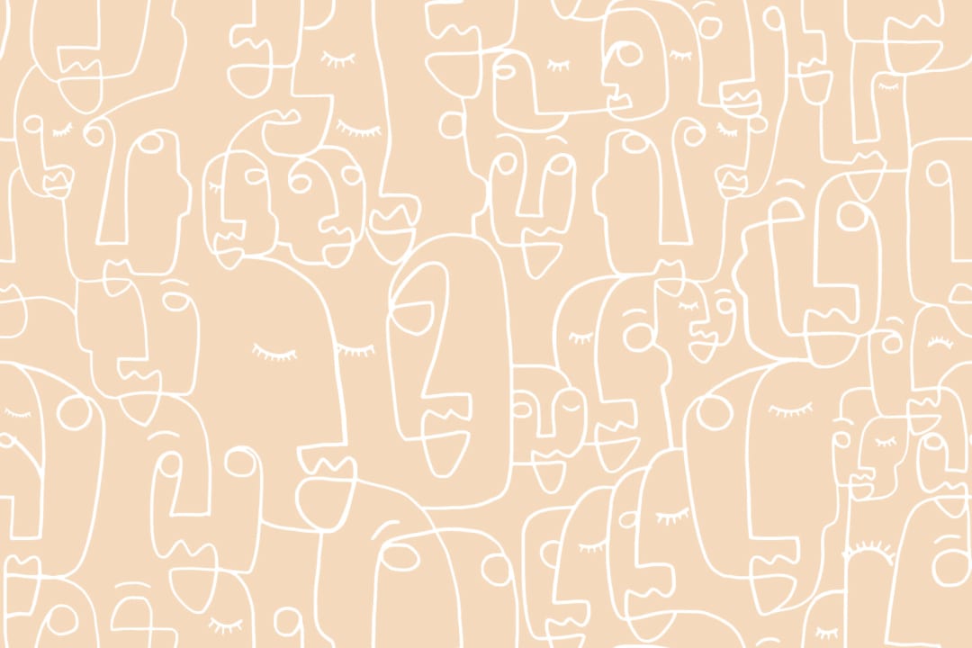 Large Nude Face Line Drawing Wallpaper Mural