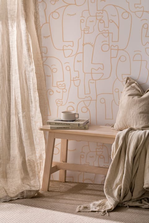 Nude Line Drawing Face Wallpaper Mural