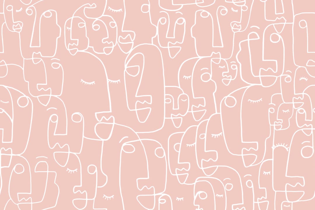 Dusty Pink & White Face Wallpaper Mural
