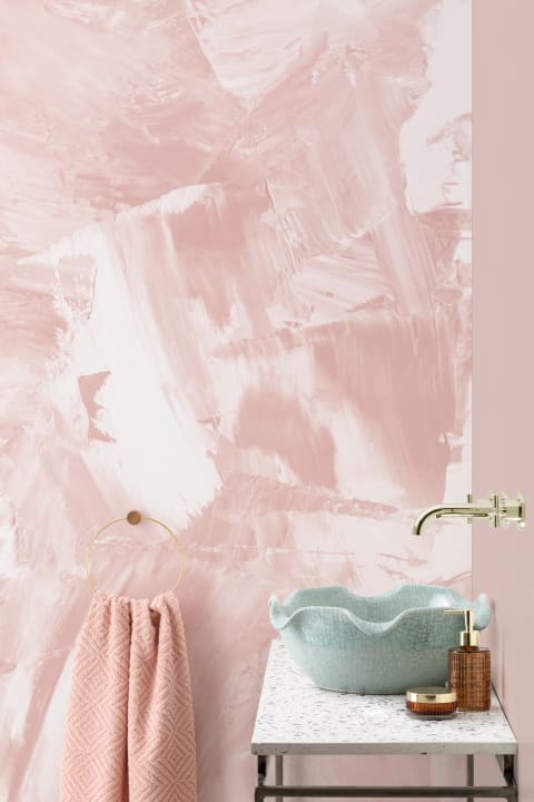 Rose Beige Abstract Paint Stroke Wallpaper Mural