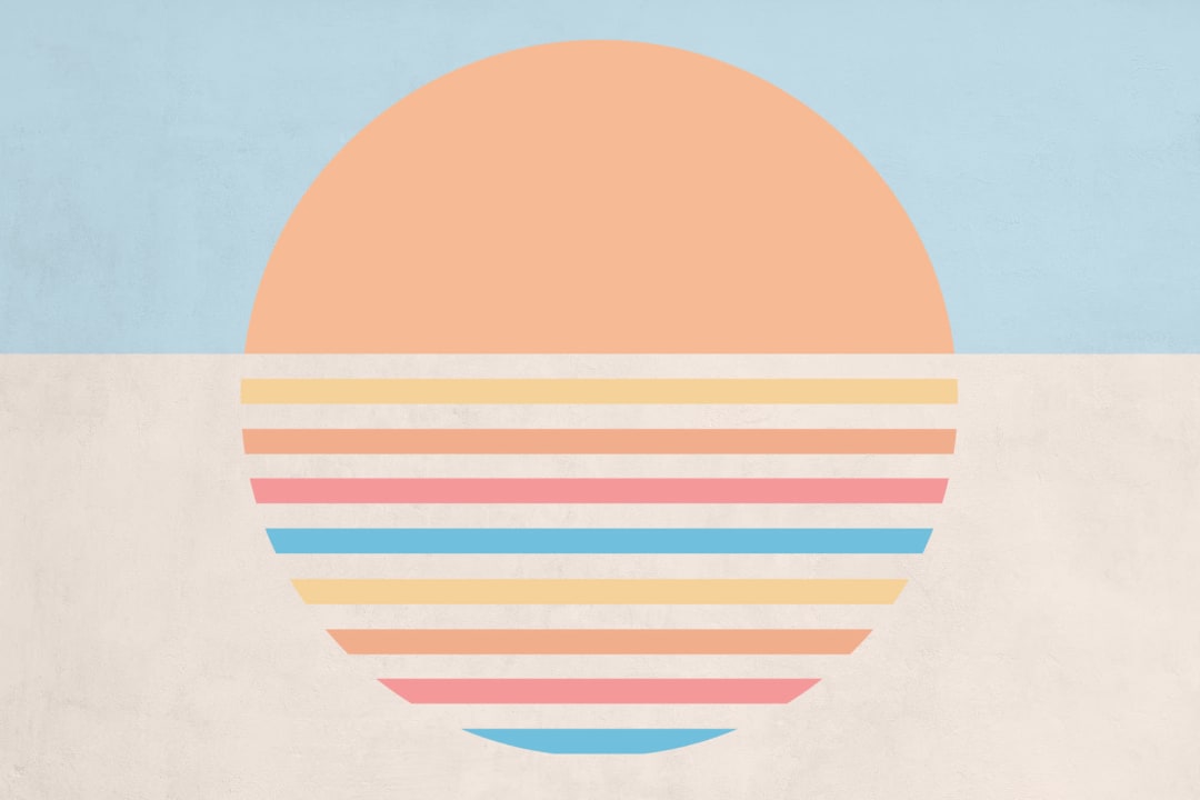 70'erne Pastel Block Color Sun Retro Tapet Vægmaleri