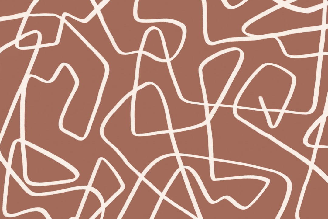 Abstract Hand Drawn Scribble Wall Mural in Cream on Terracotta Background