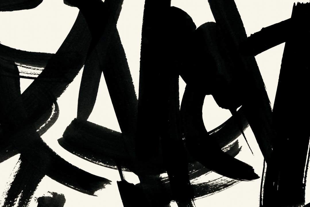 Black Japanese Calligraphy Abstract Wallpaper Mural