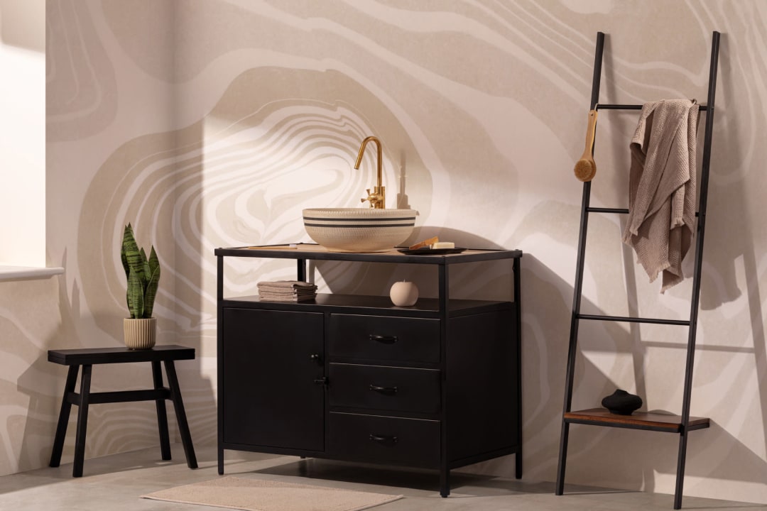 Japanese Marbled Art Beige Suminagashi Wallpaper Mural