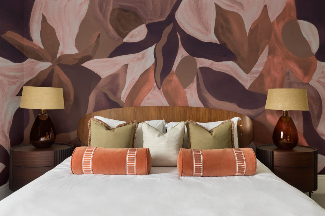 Multicolor Abstract Dark Botanical Mural For Dramatic Spaces