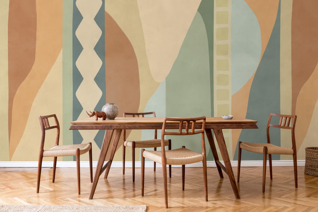 Multicolor Abstract Geometric Classic Mural with Retro Vibes