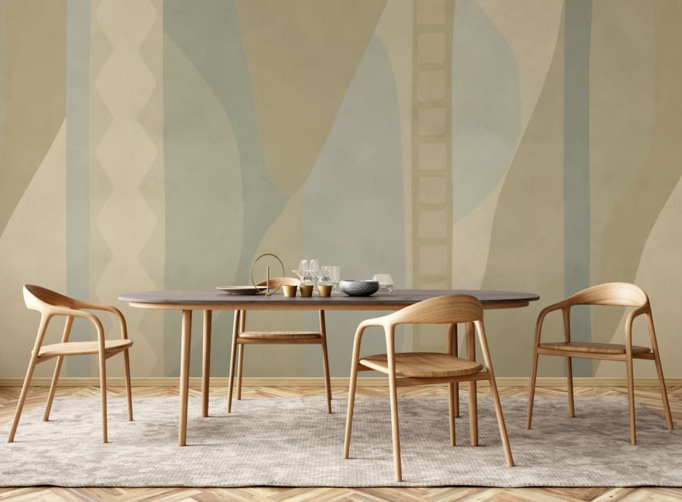 Green Geometric Chic Abstract Mural for Serenity