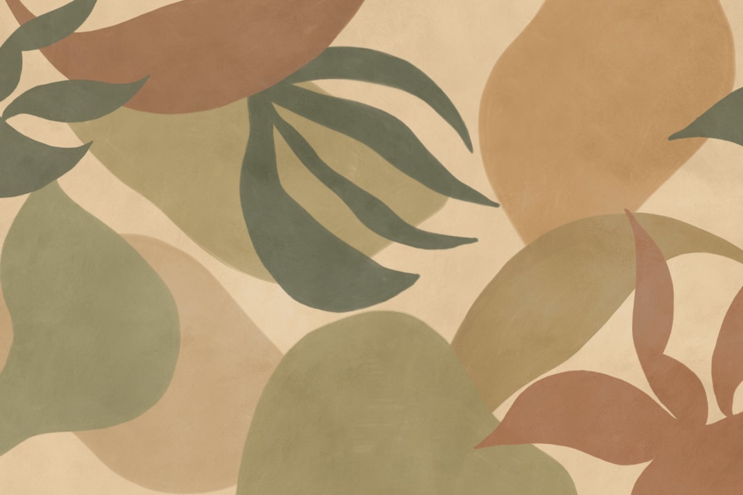 Warm Abstract Botanical Multicolor Leaf Mural