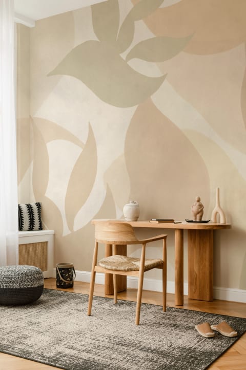 Neutral Tulum Abstract Style Mural For Calm Atmosphere