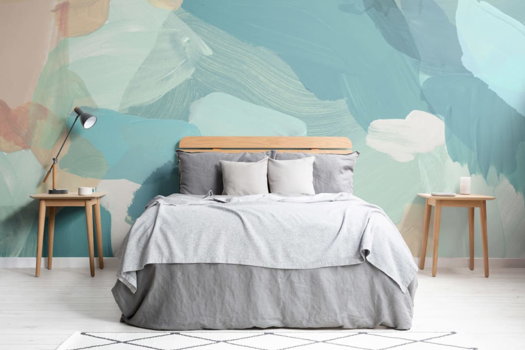 Blue Painted Abstract Art Wall Mural