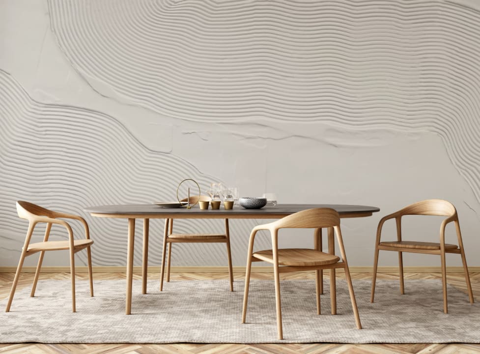 Neutral Organic Sculpted Abstract Lines Mural