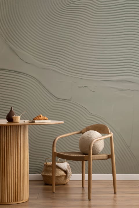 Green Organic Sculpted Abstract Lines Mural