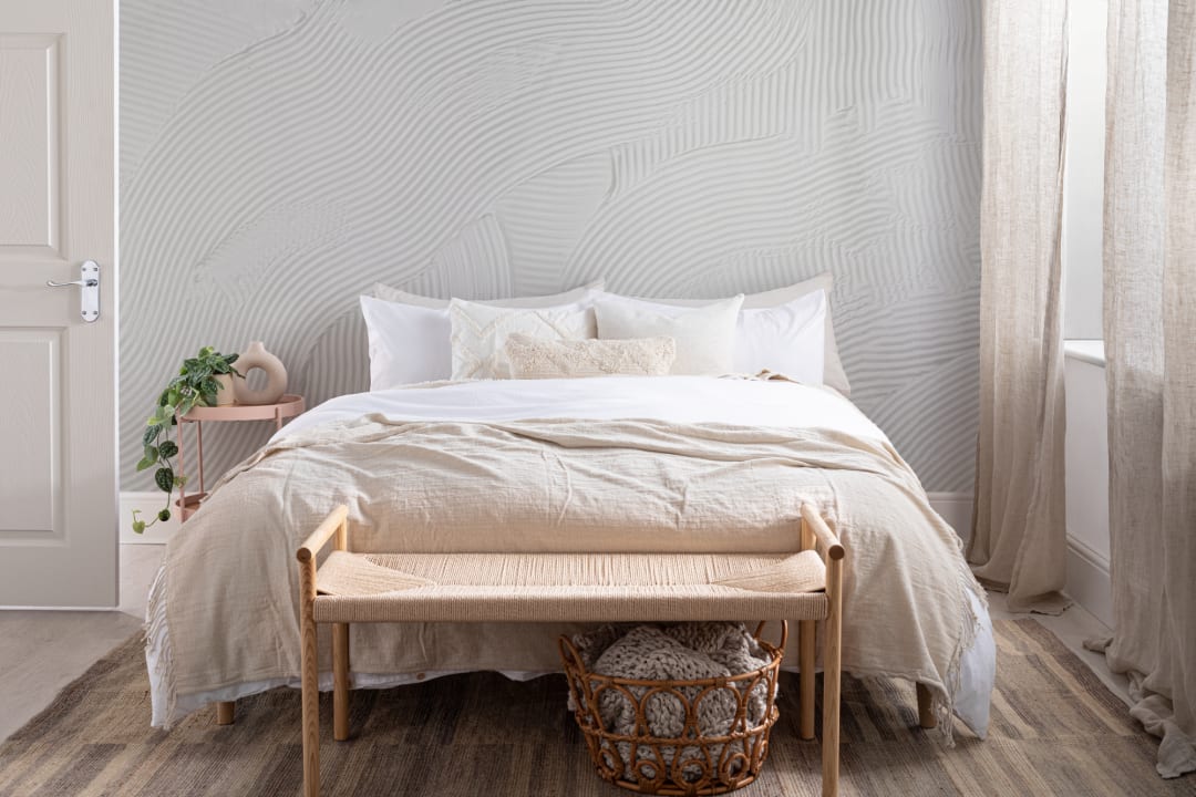Neutral Sculpted Abstract Overlapping Lines Mural
