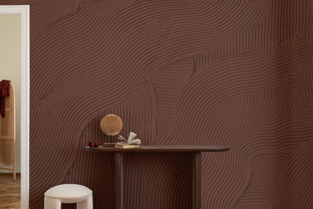 Terracotta skulpturelle abstrakte overlappende linjer fototapet