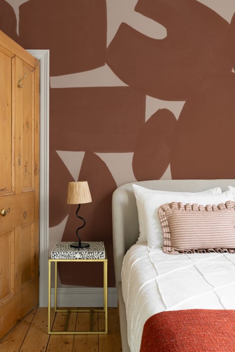 Terracotta Abstract Hand Painted Shapes Mural