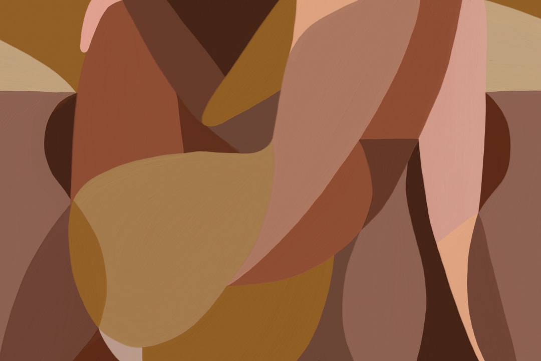 Female Form Abstract Shapes Mural in Warm Tones