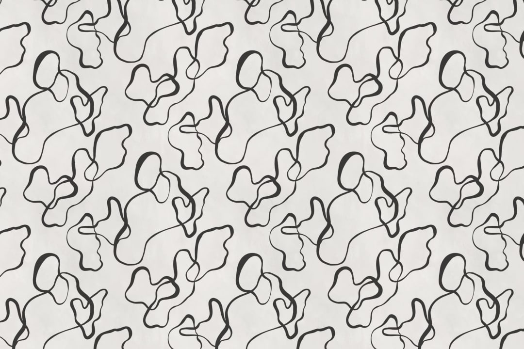 Black Modern Abstract Scribble Drawing Wallpaper Mural