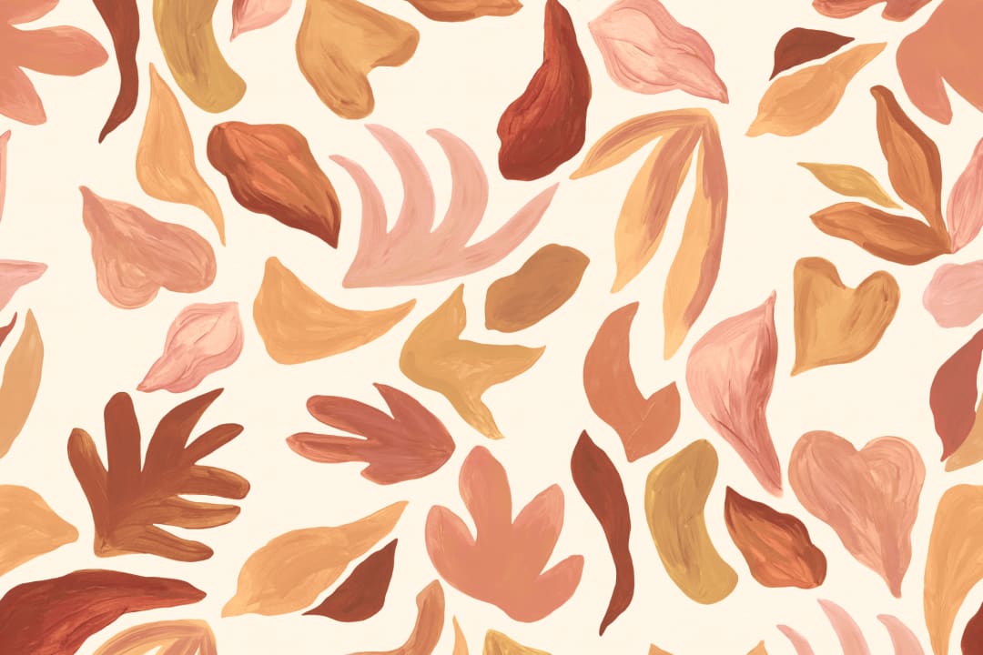Terracotta Abstract Leaf Pattern Multicolor Wall Mural