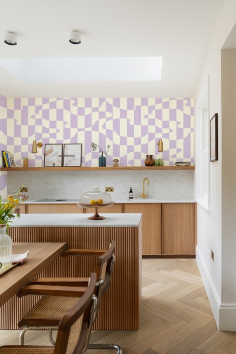 Elizabeth Olwen Stripescape Purple Mural