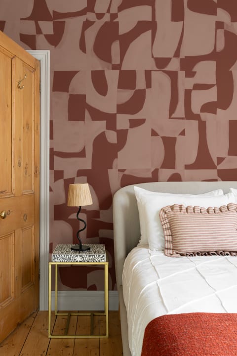 Abstract Geometric Pattern Wall Mural in Warm Terracotta