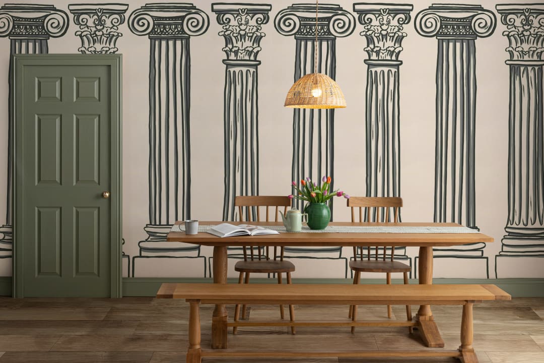 Black & Neutral Ancient Greek Columns Wallpaper Mural
