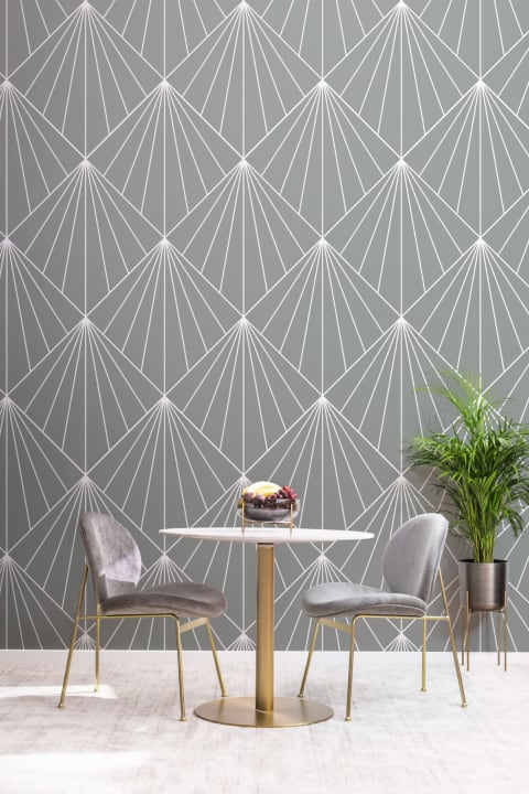 Gray Geometric Art Deco Print Wallpaper Mural