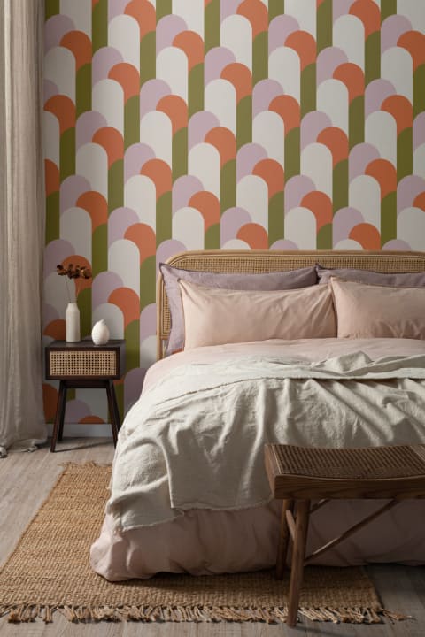 Green Art Deco Arches Repeat Print Wallpaper Mural