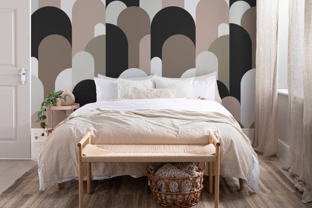 Neutral Art Deco Arches Repeat Print Wallpaper Mural