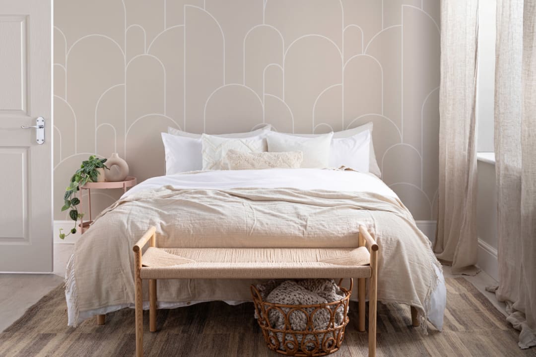 Pink Art Deco Arch Outlines Wallpaper Mural