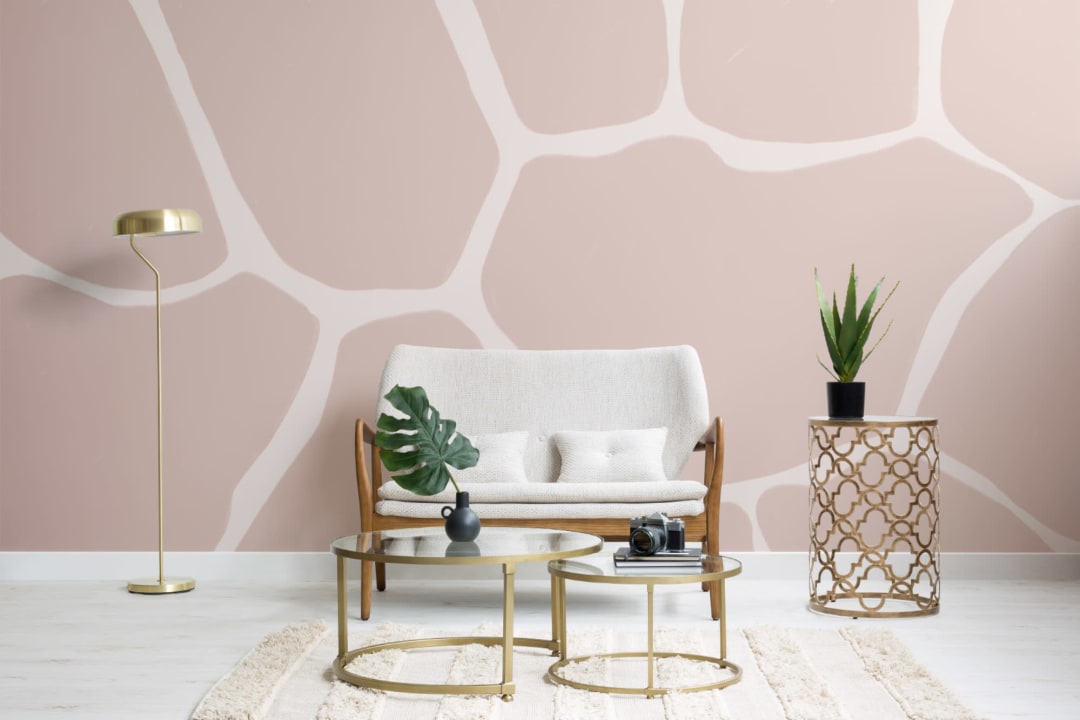 Mural de papel de parede com impressão de girafa cor-de-rosa