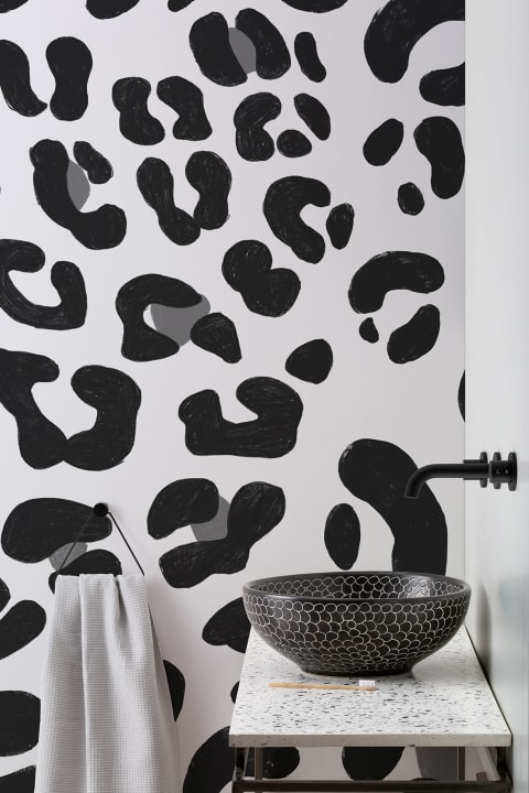 Black & White Leopard Print Wallpaper Mural