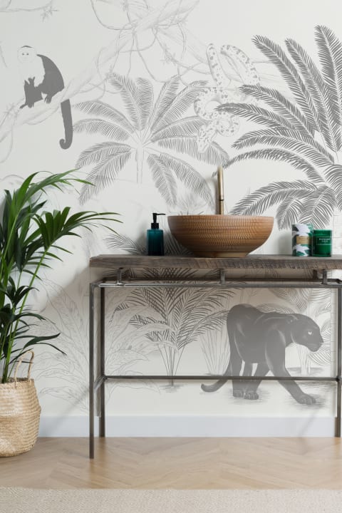Sophisticated Jungle Animals Illustration Wallpaper Mural