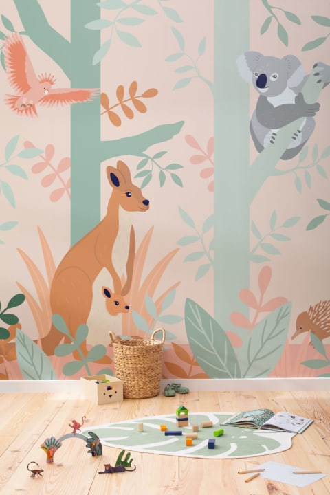 Koala and Kangaroo Australian Jungle Kids Wallpaper Mural