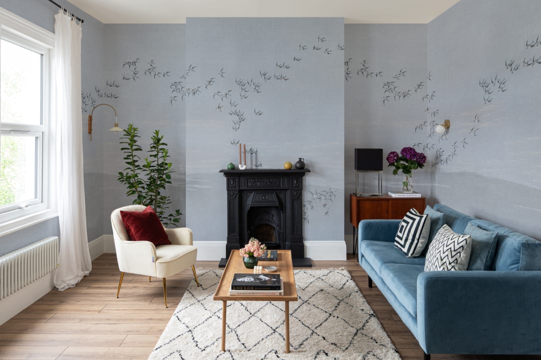 Blue Bird Flock Scenic Animal Art Mural