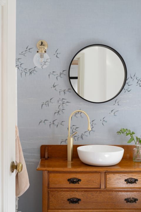 Blue Bird Flock Scenic Animal Art Mural