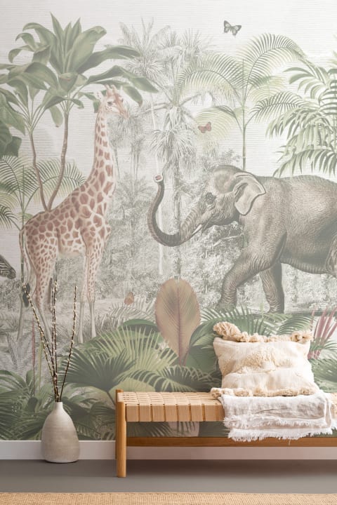 Asiatisk jungle dyr akvarel fototapet
