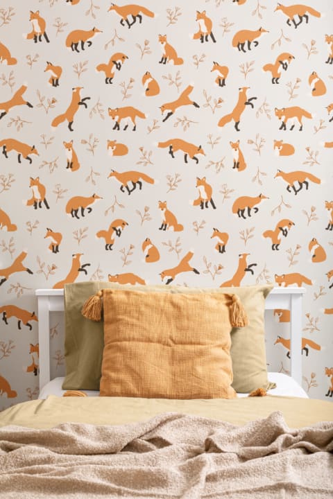 Orange Fox Pattern Wallpaper Mural