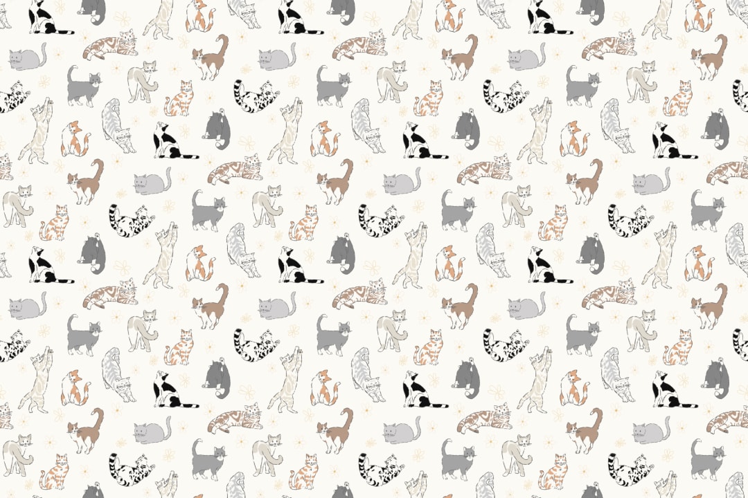 Neutral Cat Pattern fototapet With Playful Feline Charm