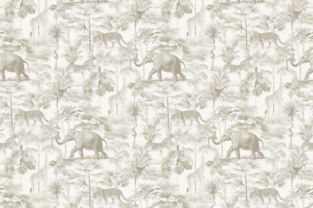 Beige tropisk tonal djungel djur tapet